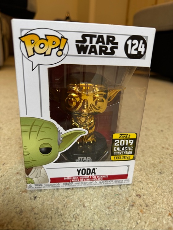 Funko Other - Funko Pop Star Wars Yoda #124 Gold Chrome 2019 Galactic Convention Exclusive